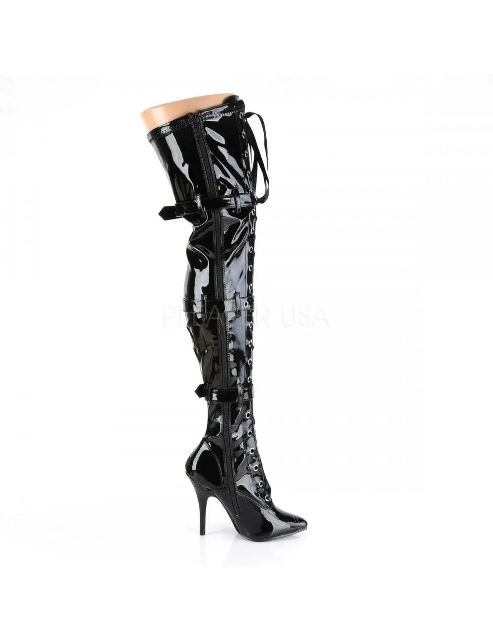 Pleaser USA Shoes Cuissardes Noir Vernis SEDUCE 3028 – Image 7