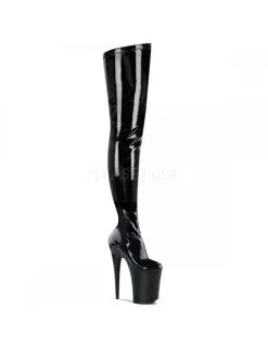 Pleaser USA Shoes Cuissardes Plateformes Infinity Noir Vernis Pleaser