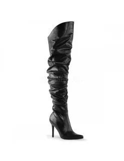 Pleaser USA Shoes Cuissardes Plissées Noires Talons Aiguilles Pleaser