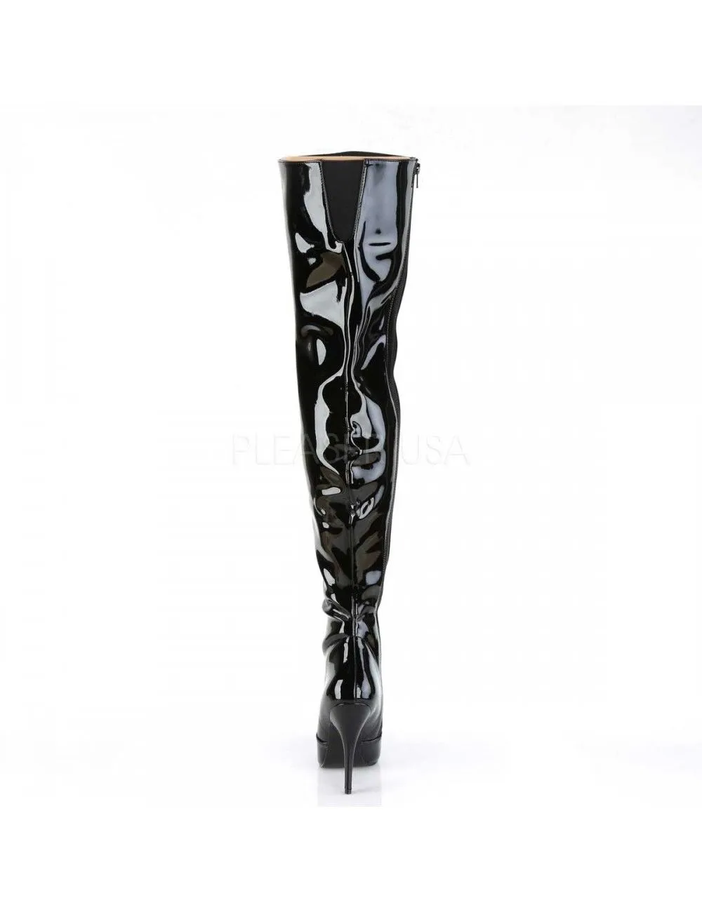 Pleaser USA Shoes Cuissardes Talons Hauts Noir Vernis SEDUCE-3010 – Image 4