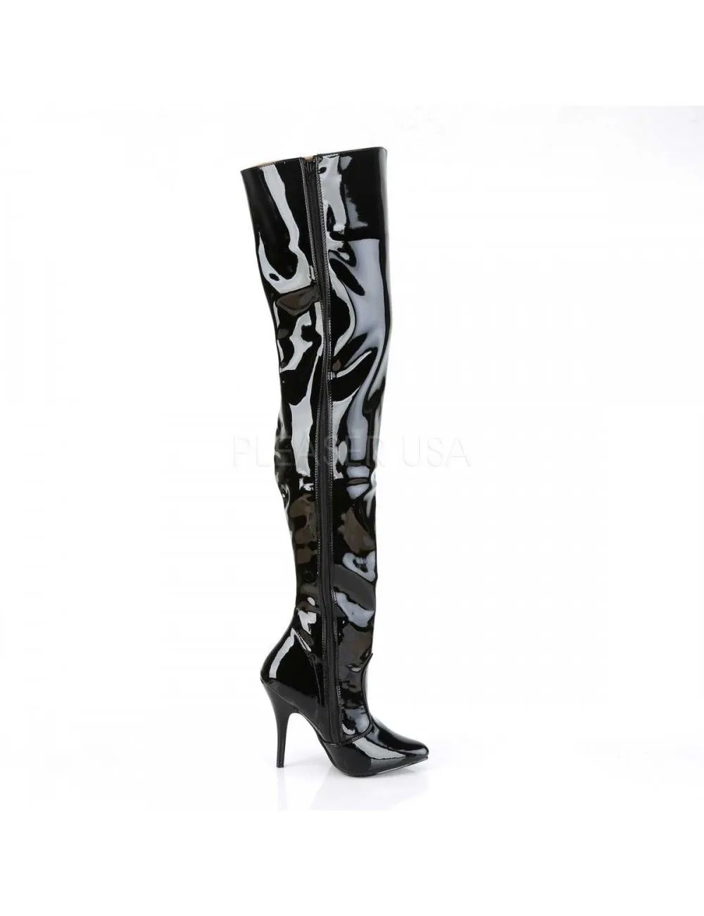 Pleaser USA Shoes Cuissardes Talons Hauts Noir Vernis SEDUCE-3010 – Image 5
