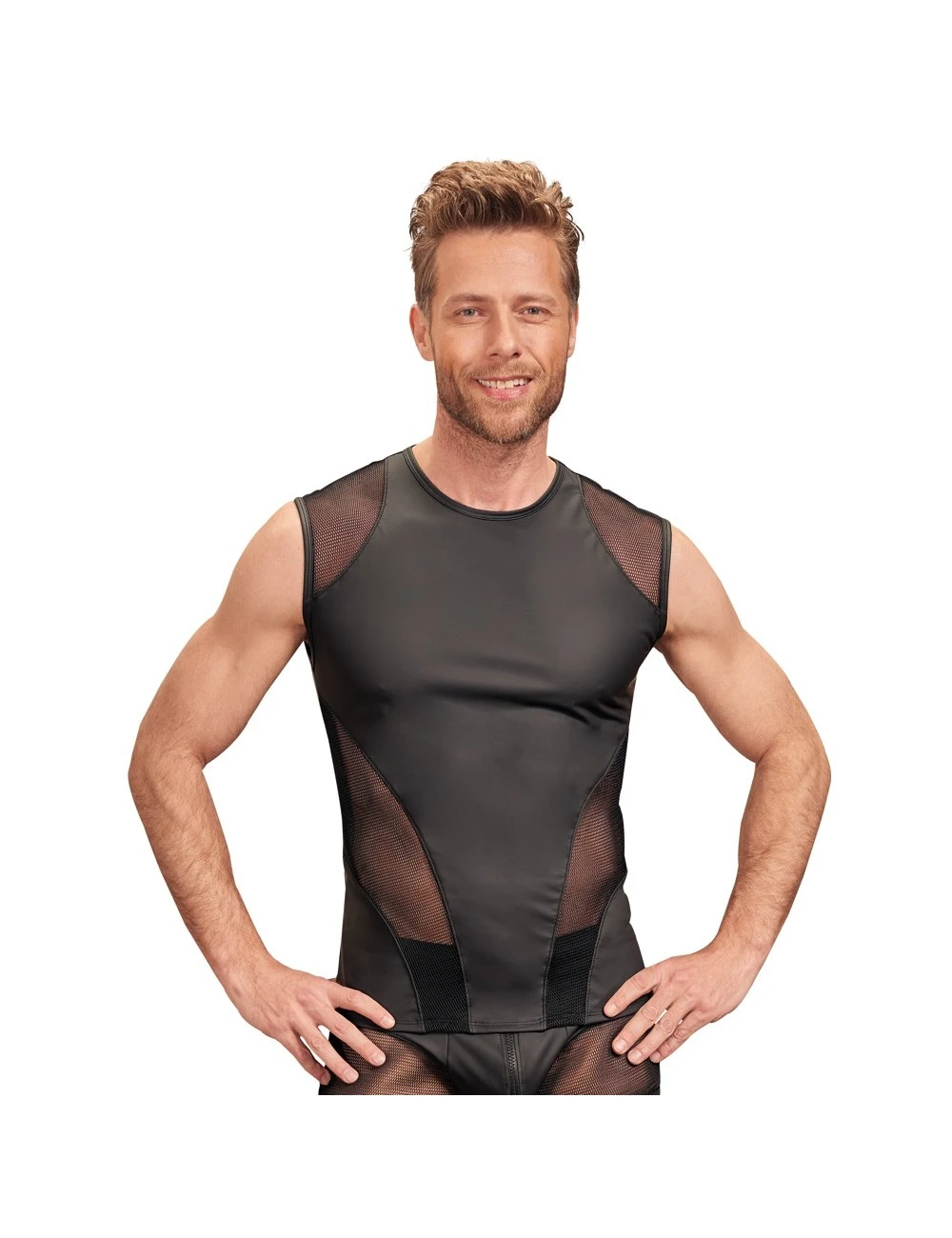 Débardeur Noir En Résille Et Wetlook NEK