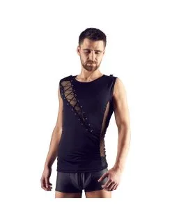 Débardeur Noir Opaque Avec Laçage Et Résille SVENJOYMENT