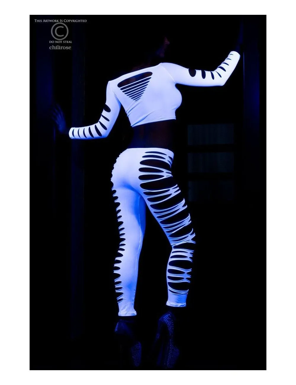 Ensemble 2 Pièces Blanc Tissu Elastique Ouvert Chilirose – Image 3