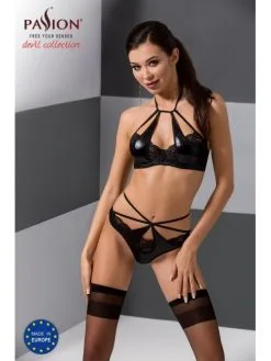 Passion Lingerie Ensemble 2 Pièces Navel Bi-Matière Noir Passion