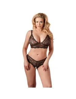 Cottelli Collection Ensemble 2 Pièces Ouvert Dentelle Noir Cottelli