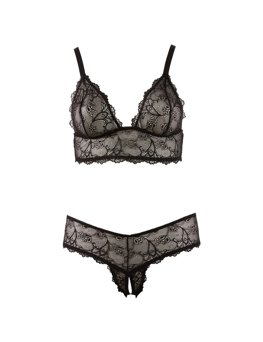 Cottelli Collection Ensemble 2 Pièces Ouvert Dentelle Noir Cottelli – Image 4