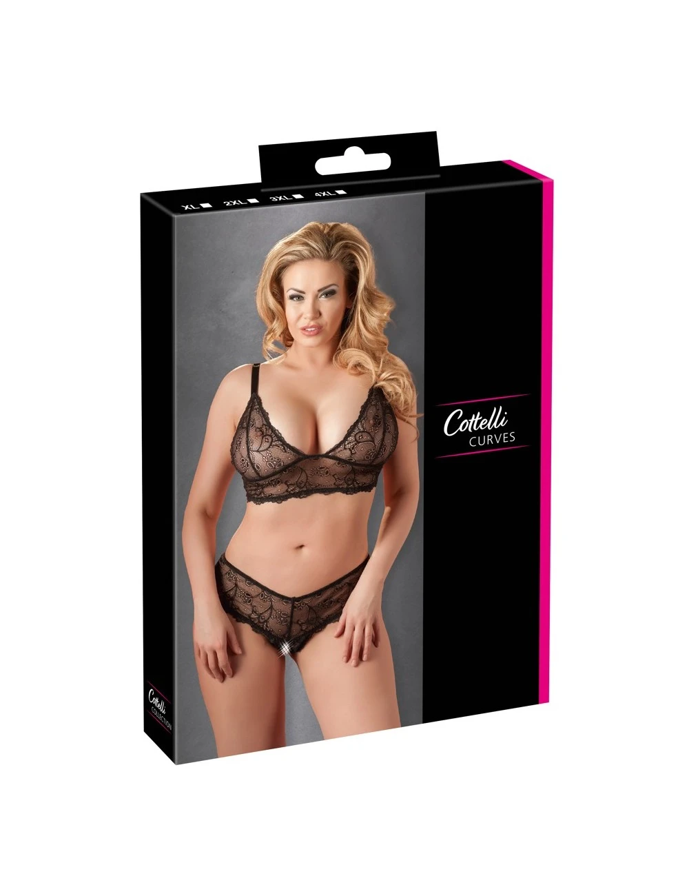 Cottelli Collection Ensemble 2 Pièces Ouvert Dentelle Noir Cottelli – Image 6