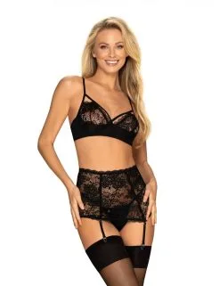 Obsessive Lingerie Ensemble 3 Pièces Peonesia Noir Obsessive