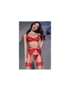 Ensemble 4 Pièces Rouge Dentelle Chilirose
