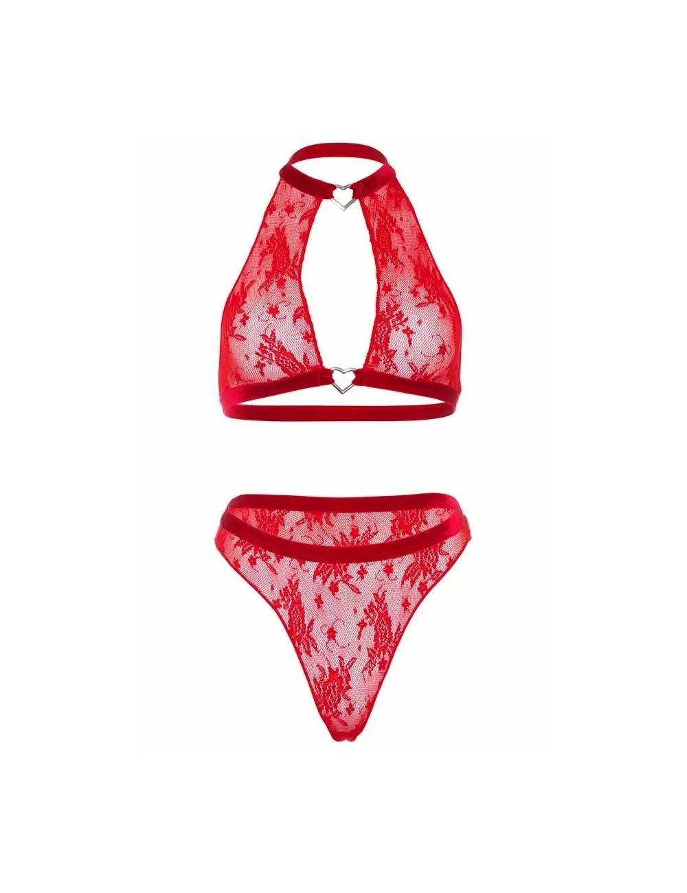 Ensemble Floral Rouge Coeurs LEG AVENUE – Image 4