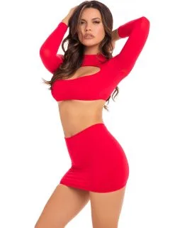 Ensemble Jupe Et Top Rouge Moulant PINK LIPSTICK