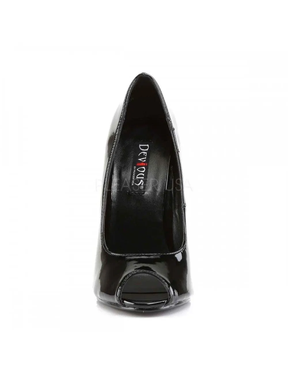 Pleaser USA Shoes Escarpins Domina Hauts Talons Peep Toe Noires Vernis Pleaser – Image 2