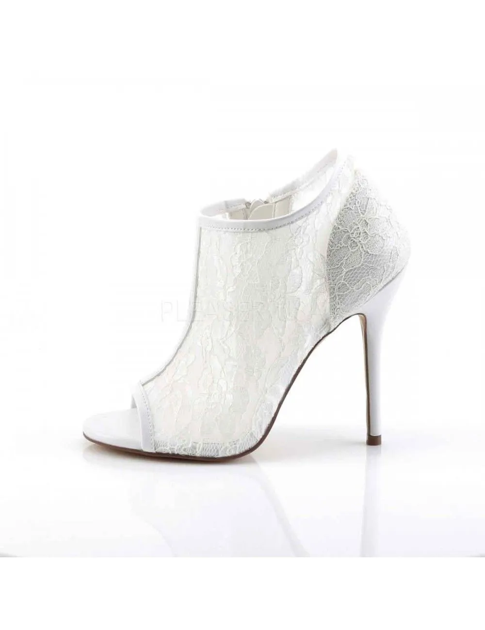 Pleaser USA Shoes Escarpins En Dentelle Blanche Talon Aiguille Fabulicious Pleaser – Image 3