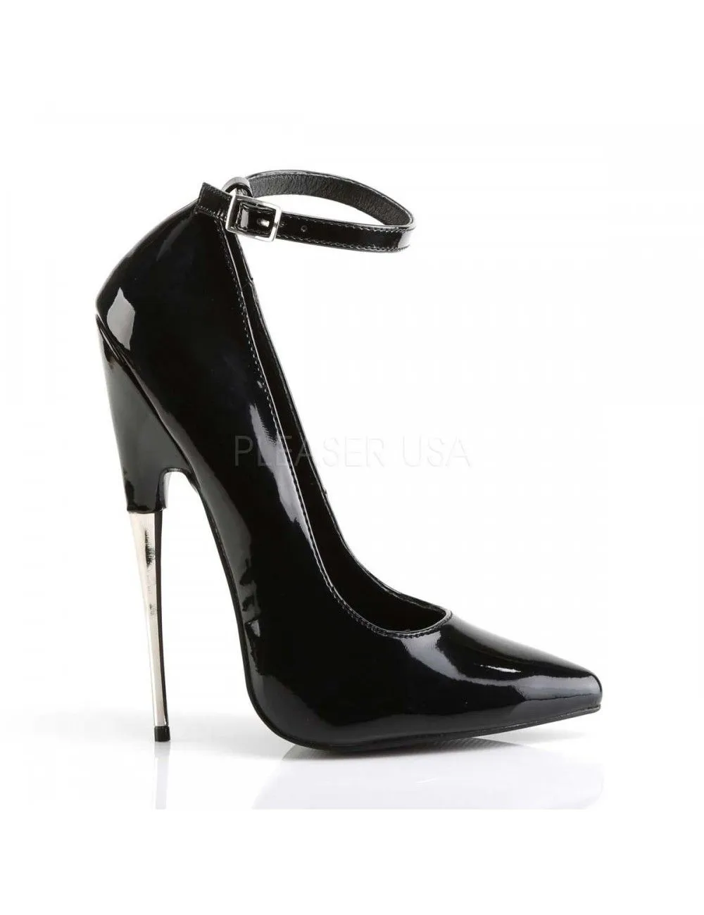 Pleaser USA Shoes Escarpins Fetich Talon Aiguille Noires Vernis Bride Pleaser – Image 5