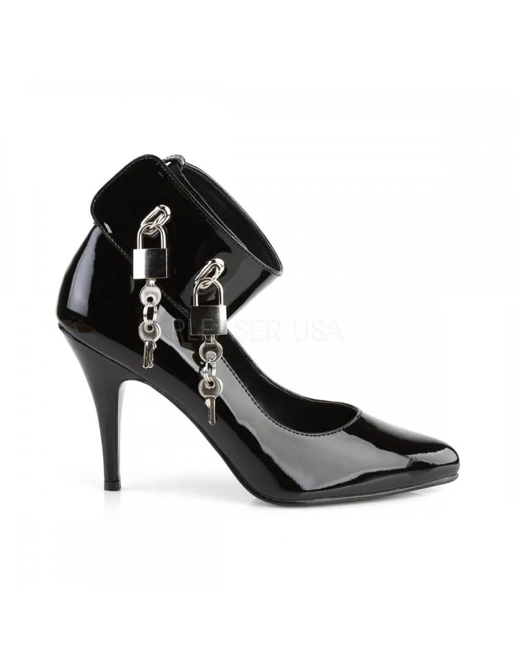 Pleaser USA Shoes Escarpins Fetish Noirs Vernis Cadenas Pleaser – Image 5