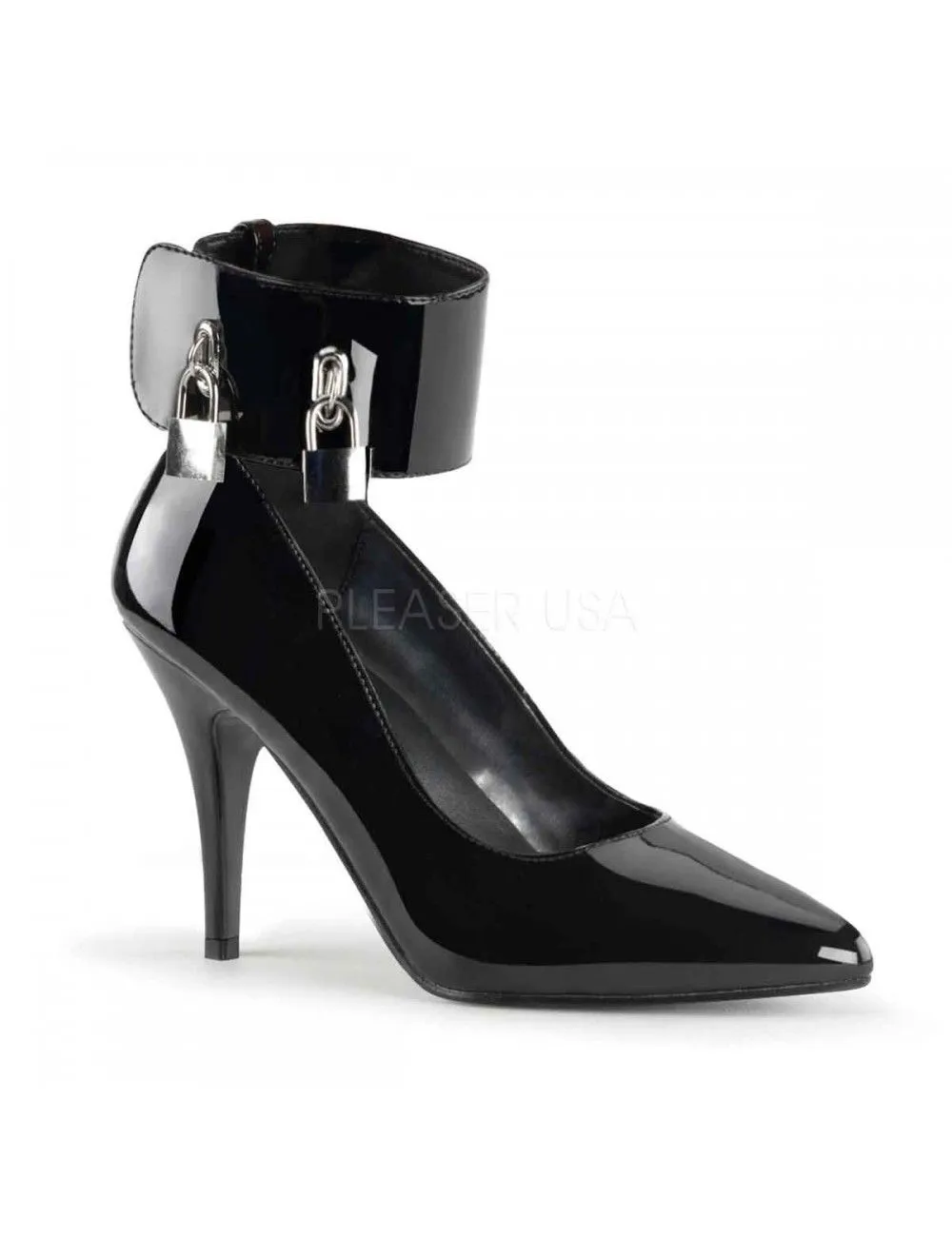 Pleaser USA Shoes Escarpins Fetish Noirs Vernis Cadenas Pleaser
