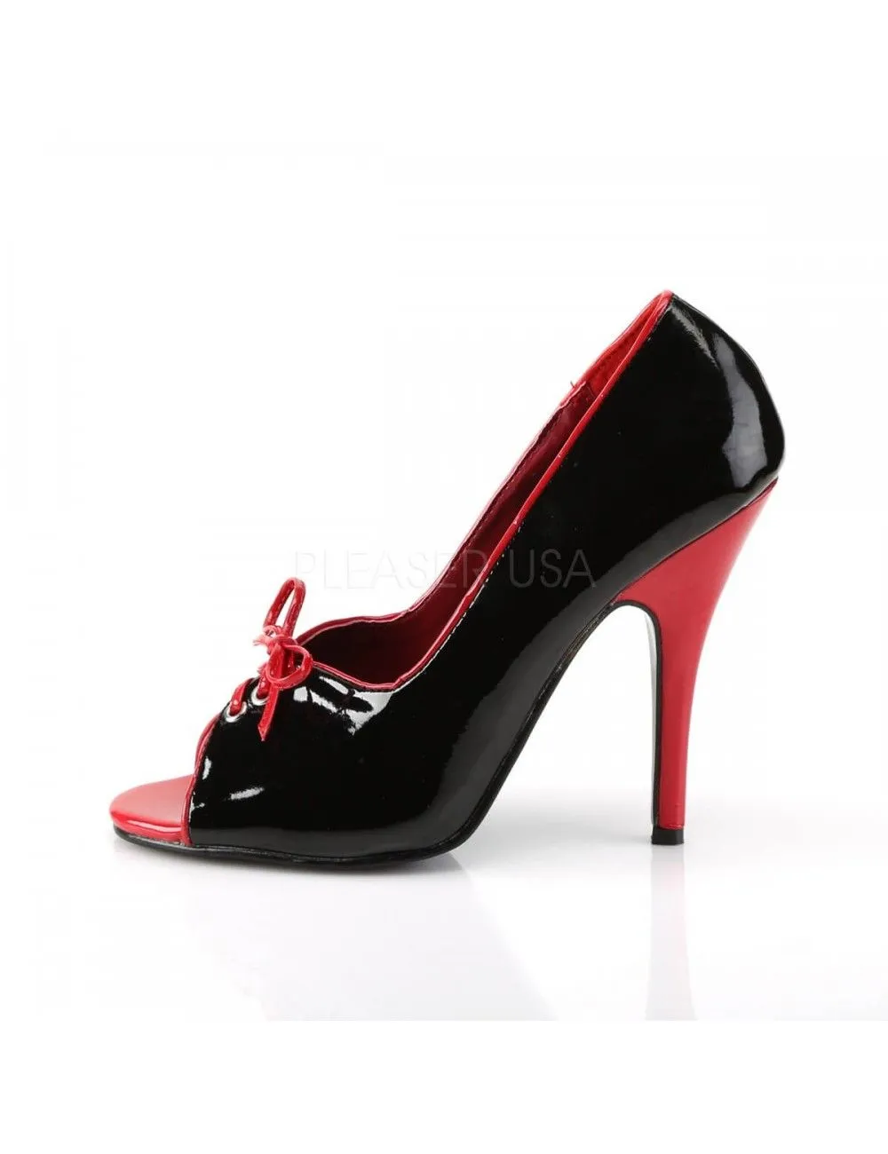 Pleaser USA Shoes Escarpins Open Toes Talon Hauts Noirs Et Rouges Pleaser – Image 3