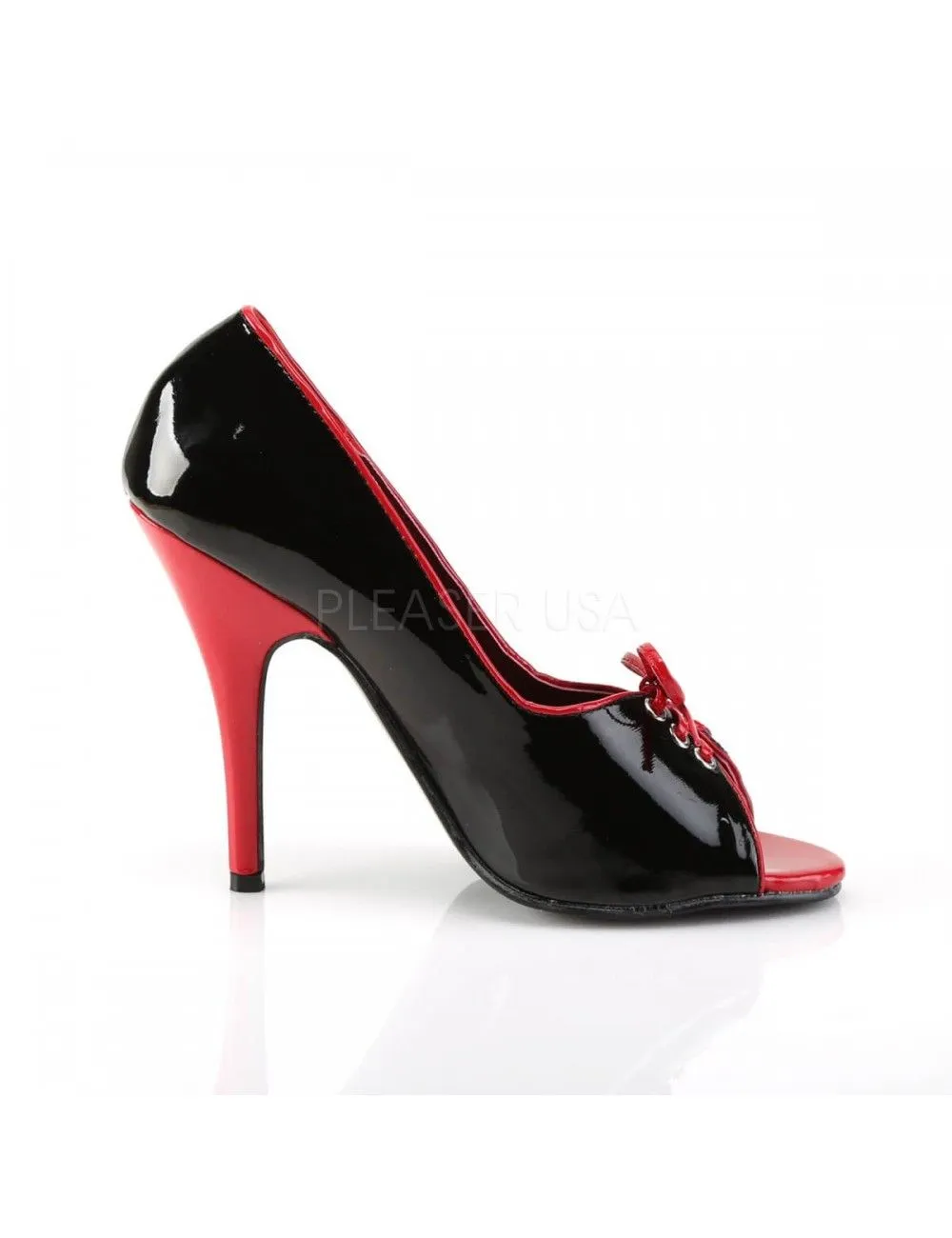Pleaser USA Shoes Escarpins Open Toes Talon Hauts Noirs Et Rouges Pleaser – Image 5
