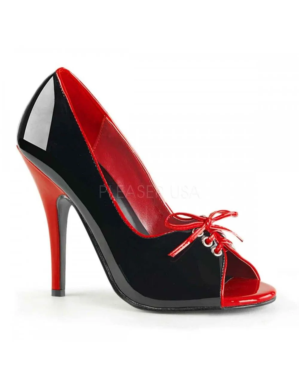 Pleaser USA Shoes Escarpins Open Toes Talon Hauts Noirs Et Rouges Pleaser