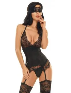 Guêpière Et String Noir Eve Beauty Night