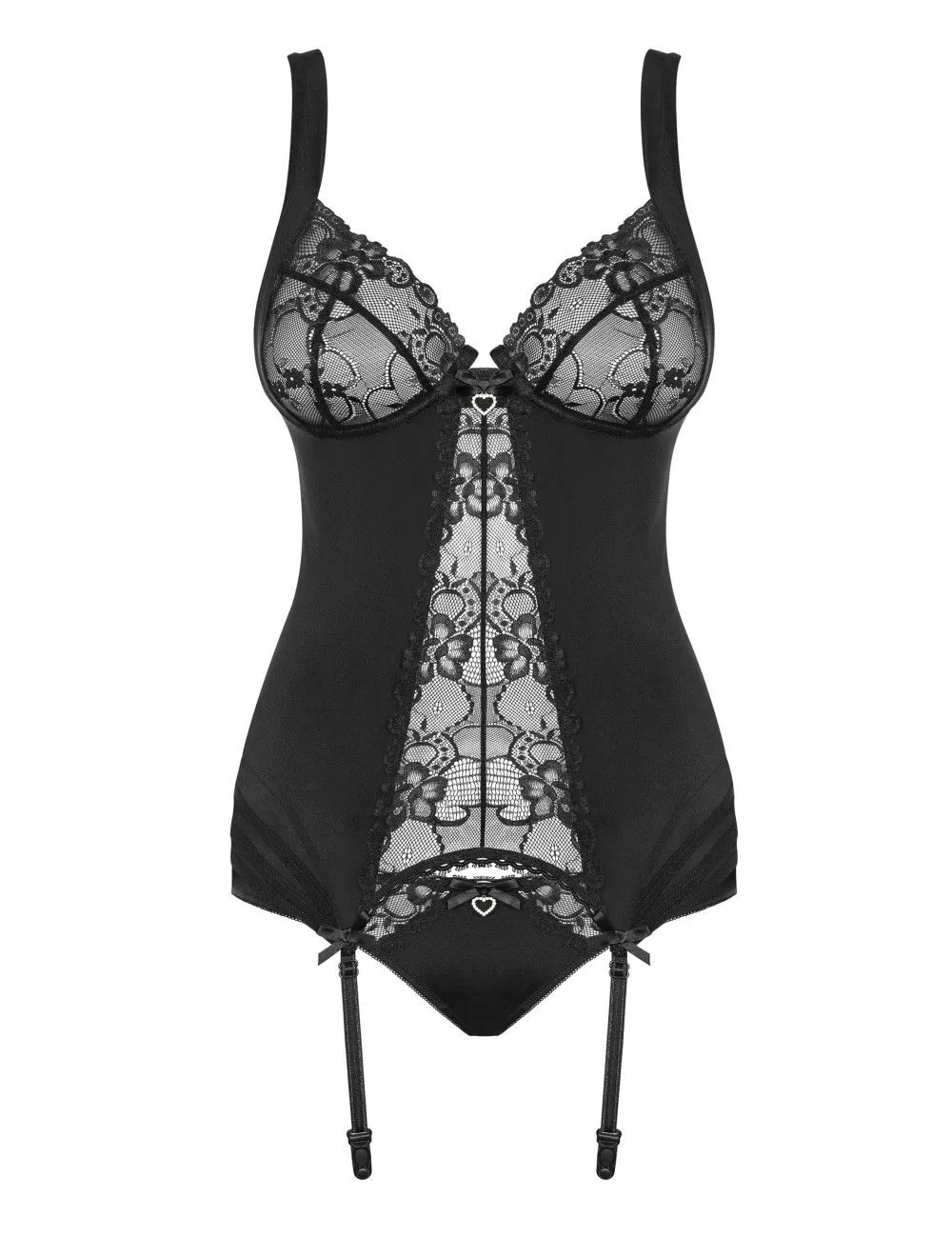 Obsessive Lingerie Guêpière Et String Noir Heartina Obsessive – Image 3