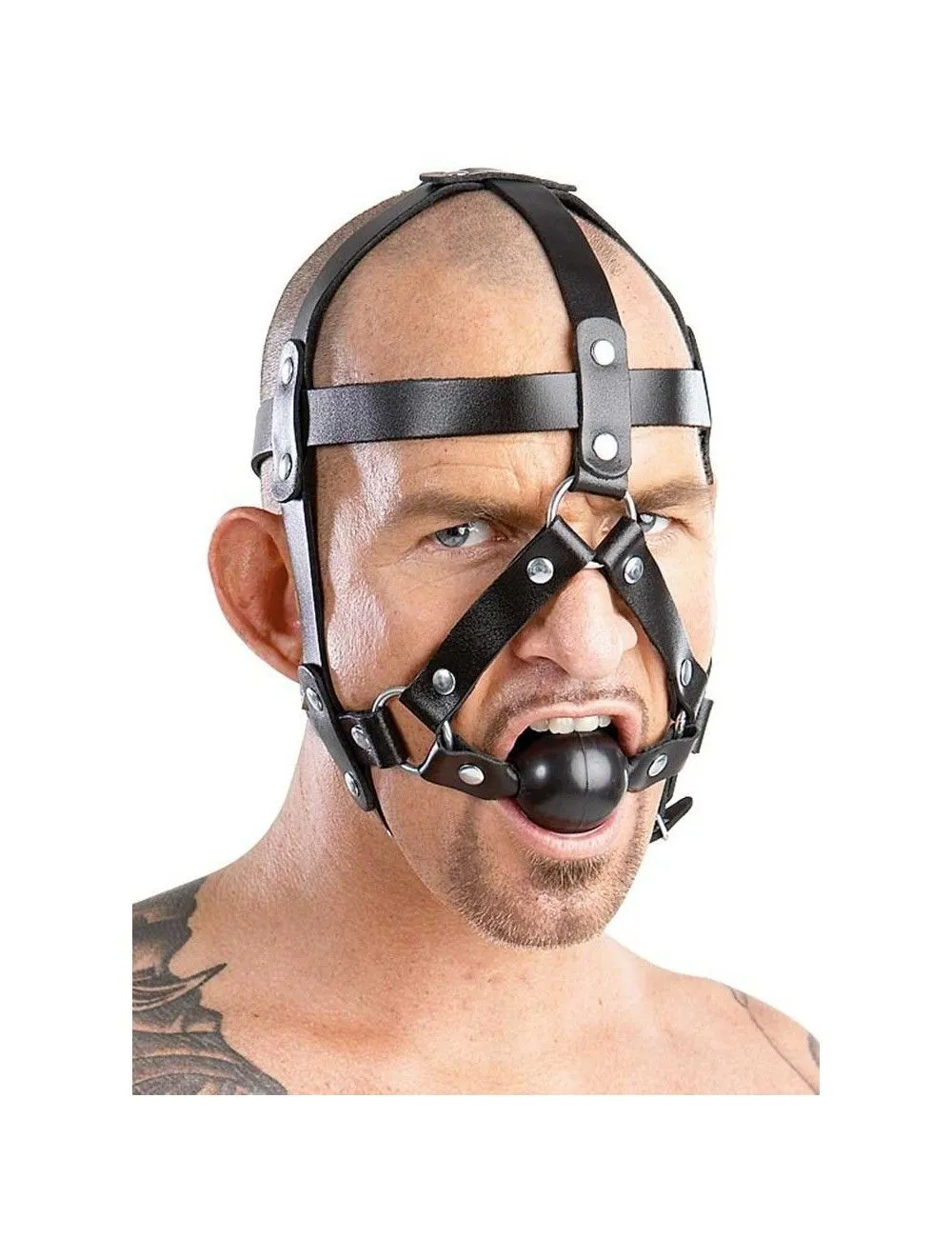 Harnais De Tête En Cuir Avec Baillon ZADO – Image 3