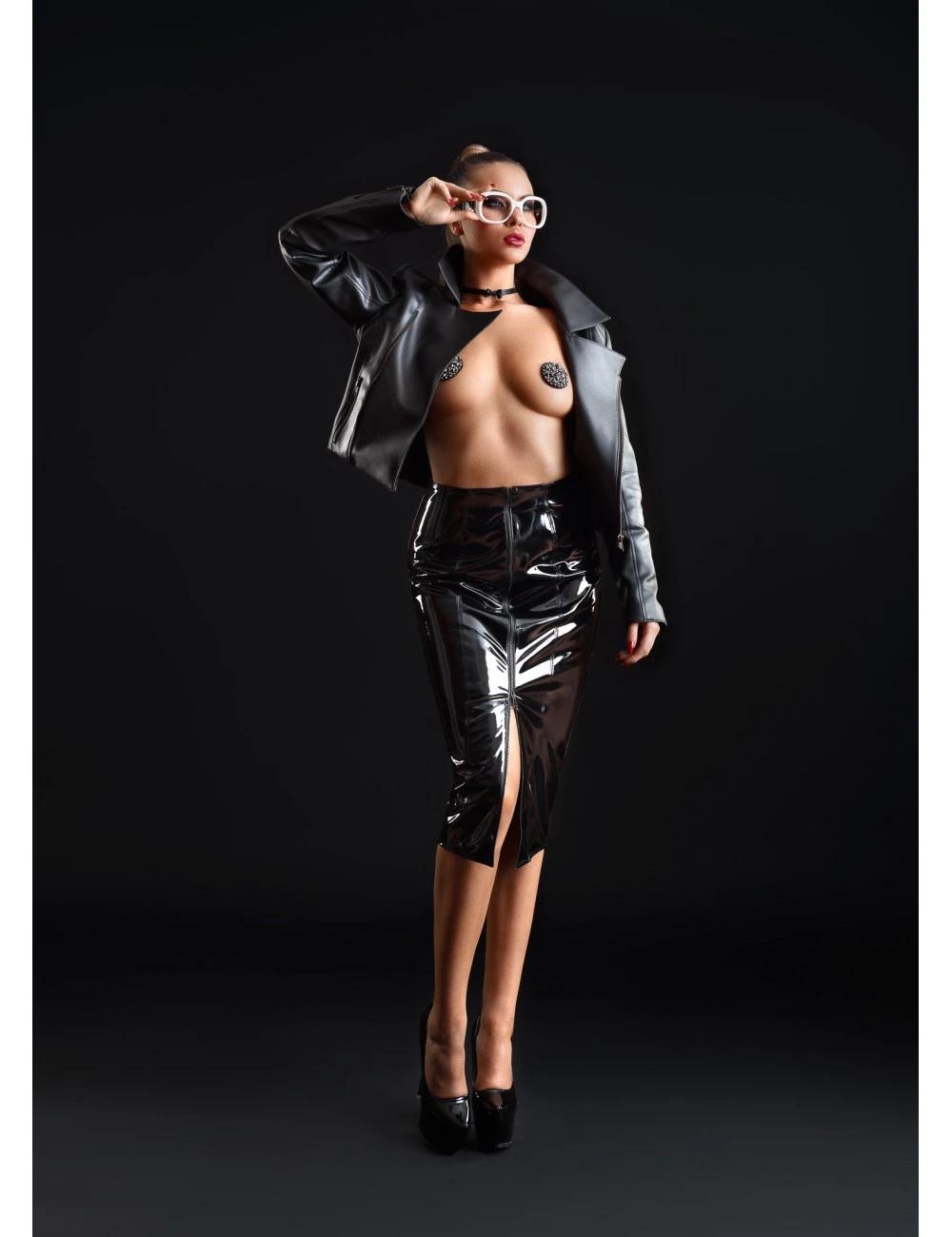 Jupe Longue Vinyle Noir Ornella PATRICE CATANZARO – Image 5