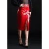Patrice Catanzaro Jupe Longue Vinyle Rouge Ornella