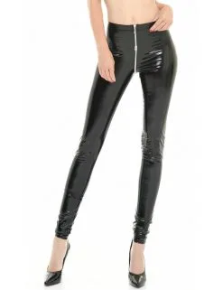 Patrice Catanzaro Legging Vinyle Zip Noir Catanzaro