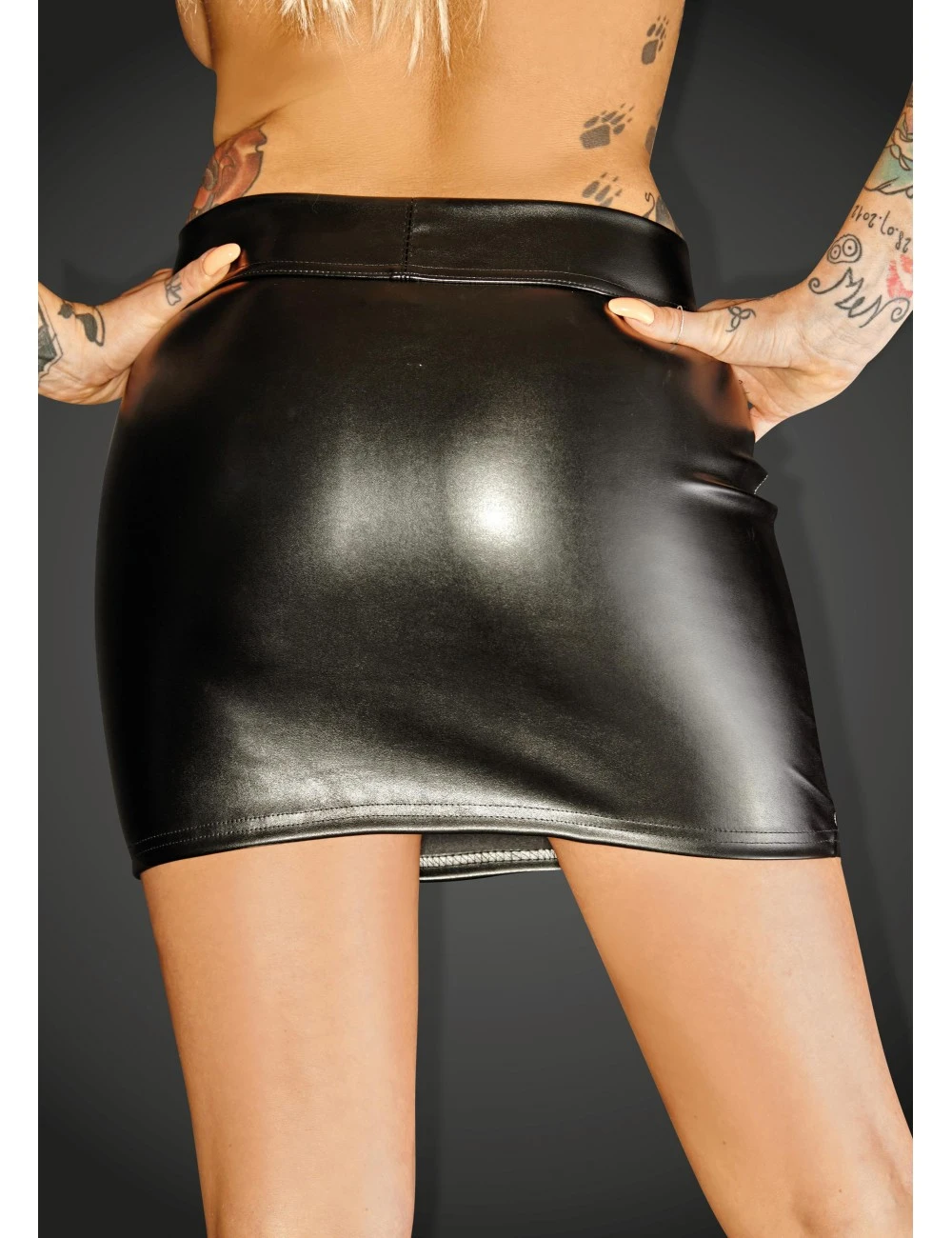 Mini-Jupe En Simili Cuir Zippée Noir Handmade – Image 3