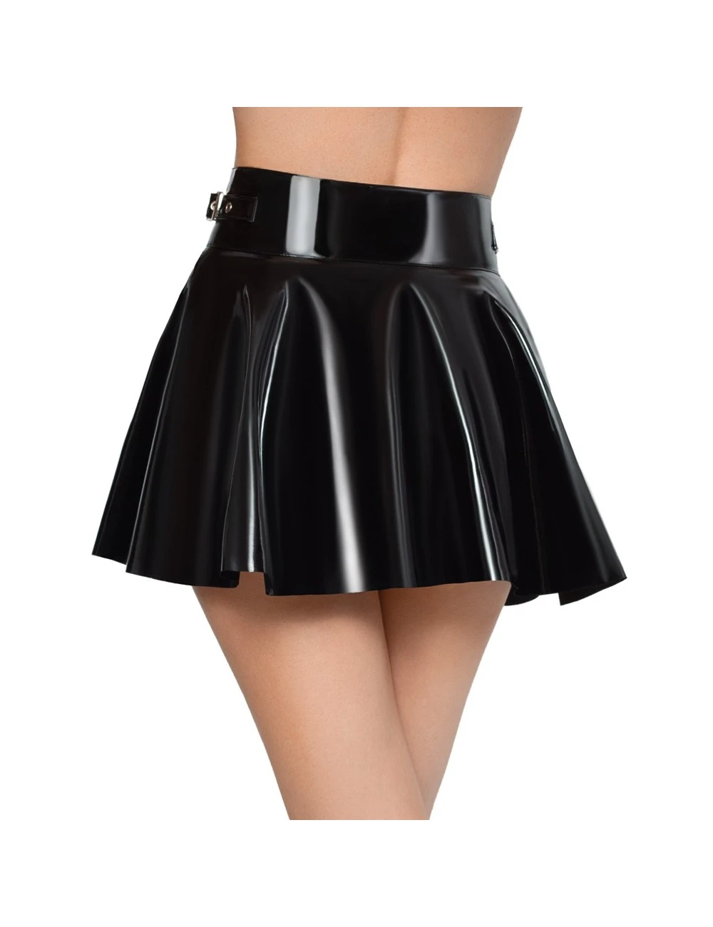 Mini Jupe Evasée Noir Brillante Zip Coquin Black Level – Image 3