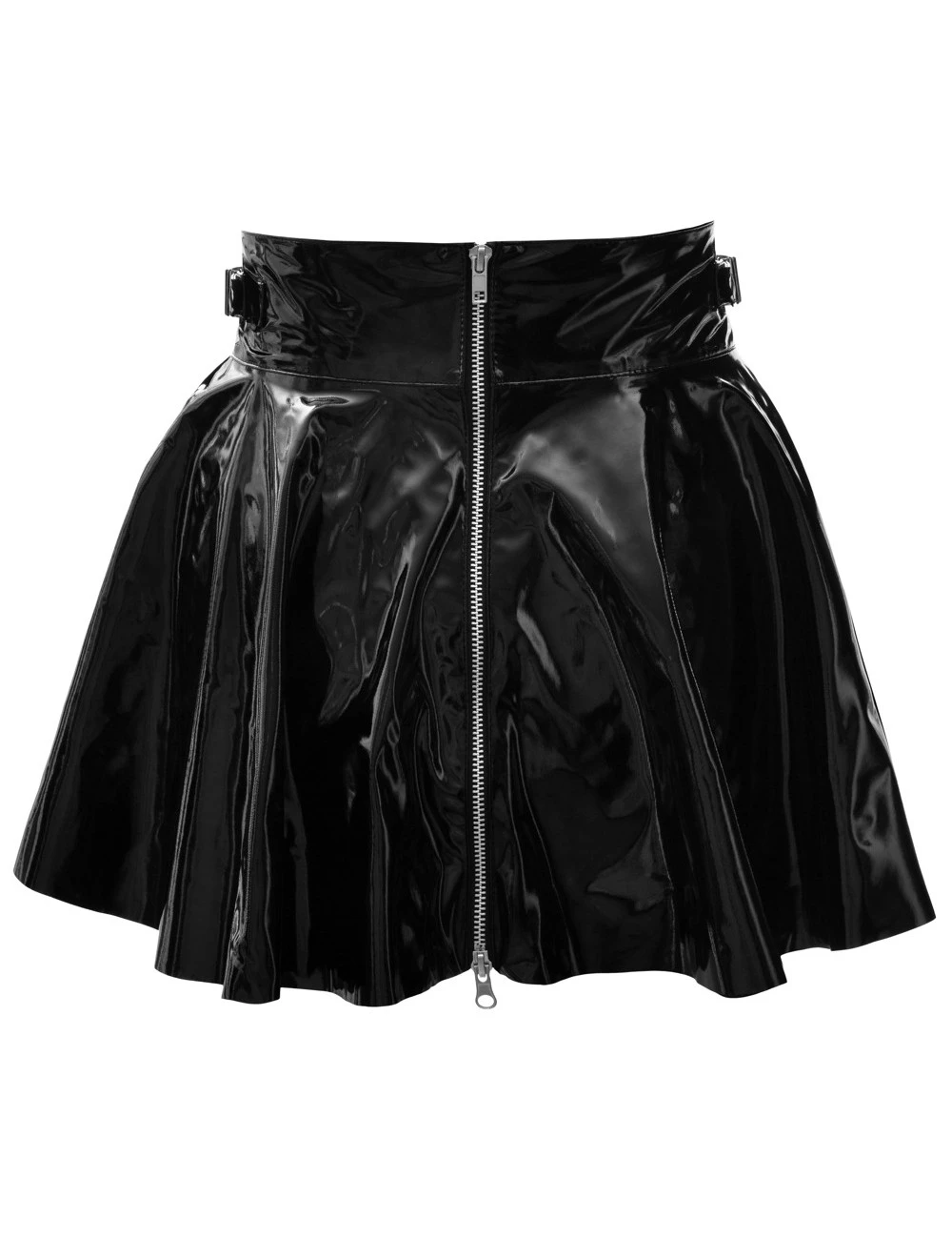Mini Jupe Evasée Noir Brillante Zip Coquin Black Level – Image 5