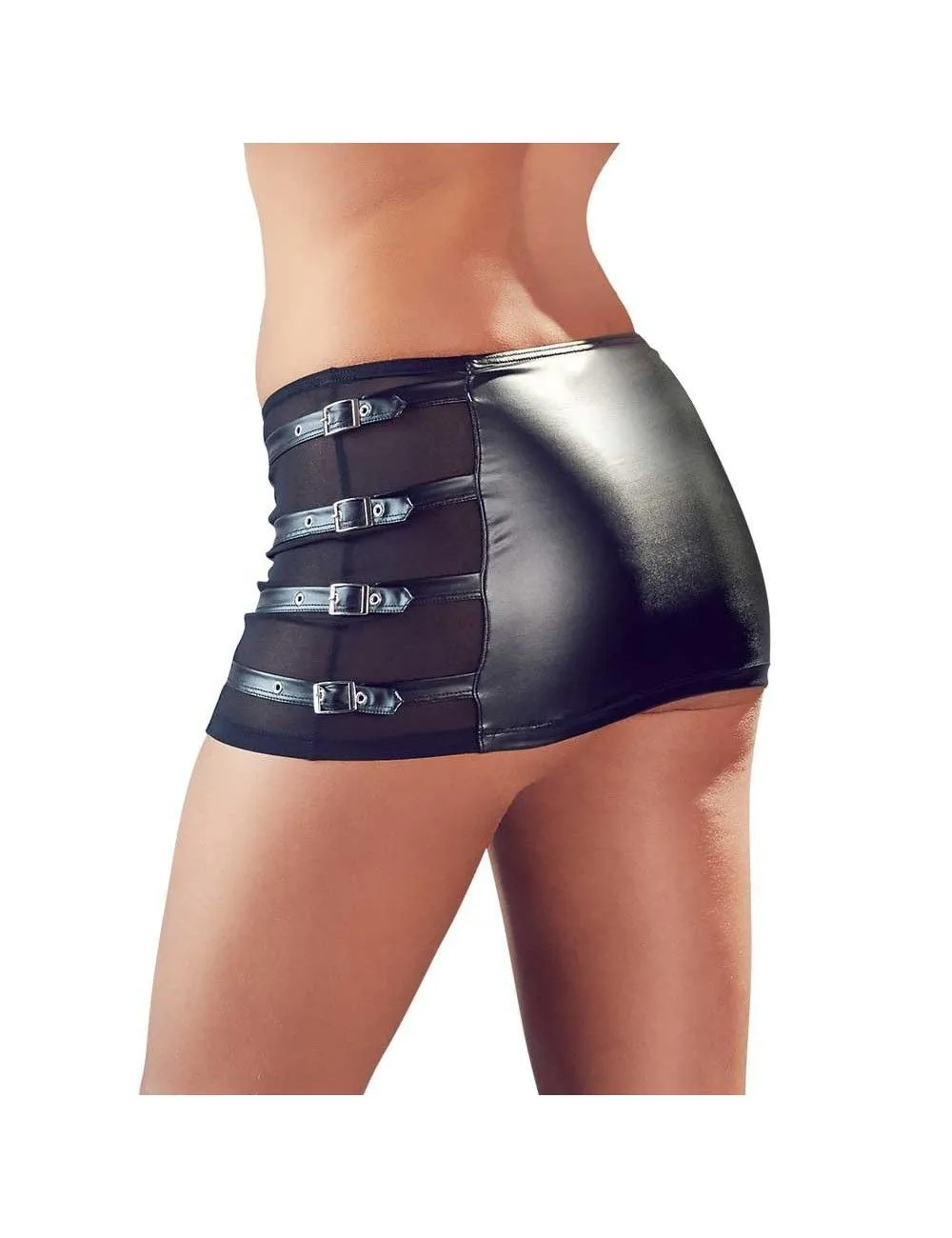 Mini Jupe Noir Moulante Insert Transparent Cottelli Collection – Image 2