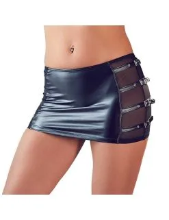 Mini Jupe Noir Moulante Insert Transparent Cottelli Collection