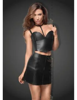 Mini-Jupe Wetlook Zippé Noir Handmade