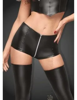 Mini-Short Wetlook Zippé Noir Handmade