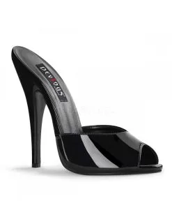 Pleaser USA Shoes Mules Hauts Talons Domina Noires Vernis Pleaser