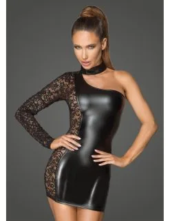 Robe Asymétrique Bi-matière Rebellious Noir Handmade