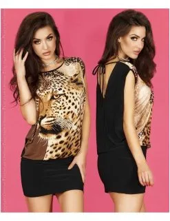 Robe Courte Imprimé Sauvage Marron Chilirose