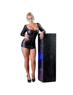 Robe Courte Noir Décolleté Manche Longue Cottelli Collection