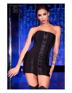 Robe Courte Noir Et Laçage Chilirose