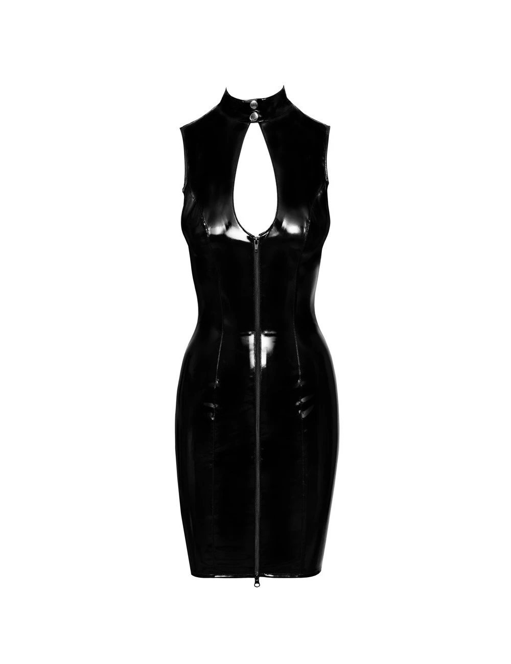 Robe En Vinyle Noir Brillant Laçage Dos Black Level – Image 4