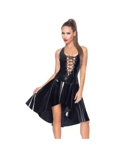 Robe Longue Laçage Vinyle Noir Noir Black Level