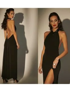 Patrice Catanzaro Robe Longue Noir Lycra Mina CATANZARO