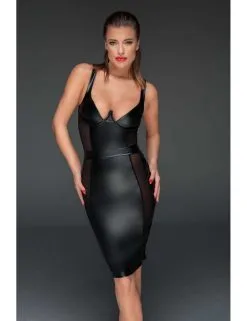 Robe Longue Noir Wetlook F151 Noir Handmade