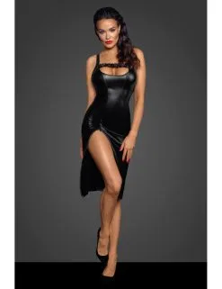 Robe Longue Noir Wetlook F251 Noir Handmade