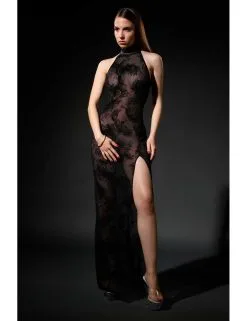 Patrice Catanzaro Robe Longue Résille Cygne CATANZARO