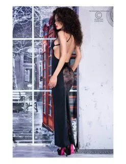 Robe Longue Satin Et Dentelle Transparente Chilirose