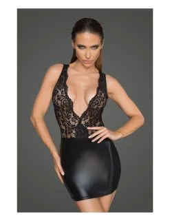 Robe Vinyle Necline Rebellious Noir Handmade